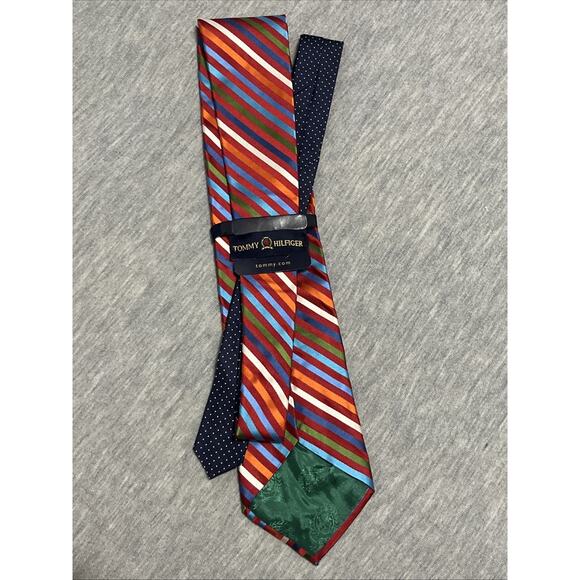 Tommy Hilfiger Men's June Silk Tie Made in USA Striped Rainbow NWT Multicolor - Picture 2 of 7